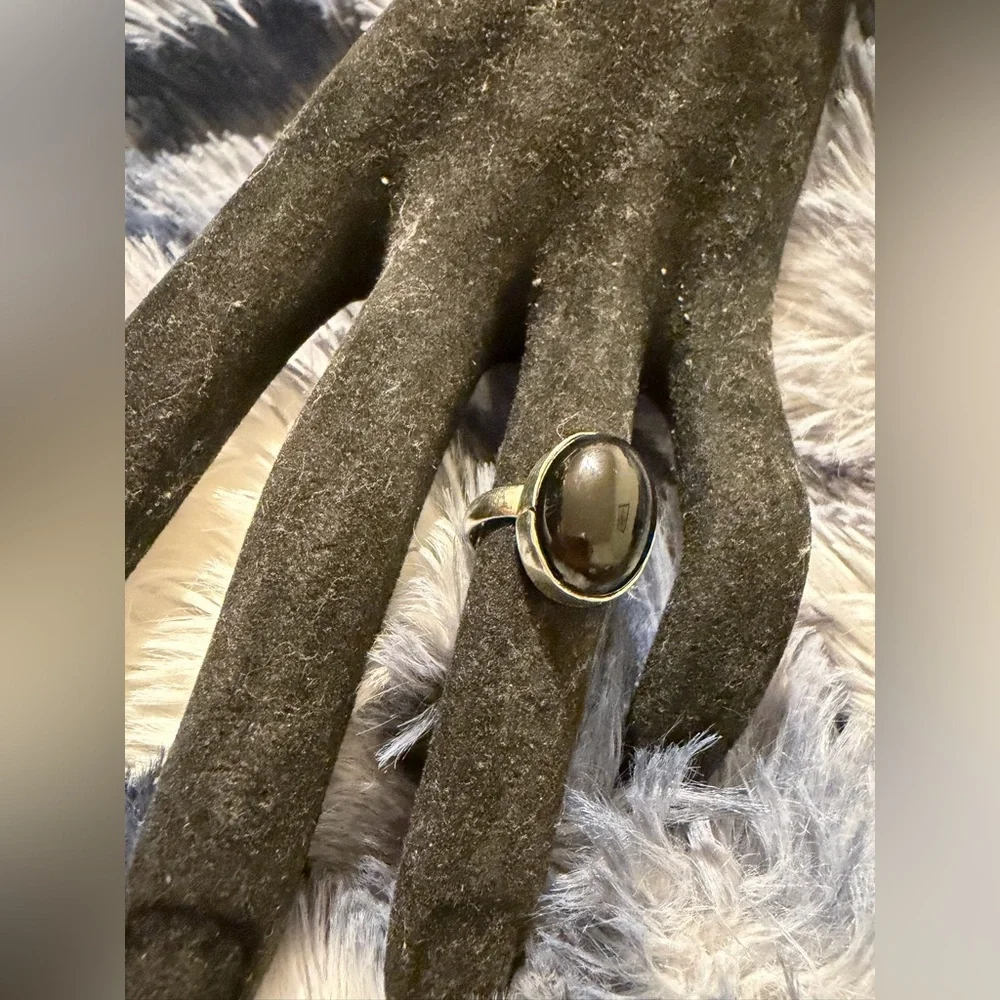 Sterling Silver Black Moon Stone Ring